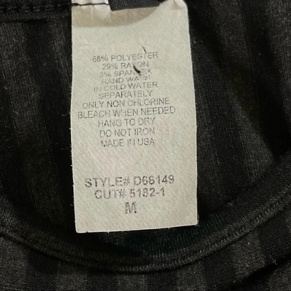 Cleo Black Gray Stripe Fringe Hemline Sleeveless Midi Dress Size Medium - Picture 9 of 16